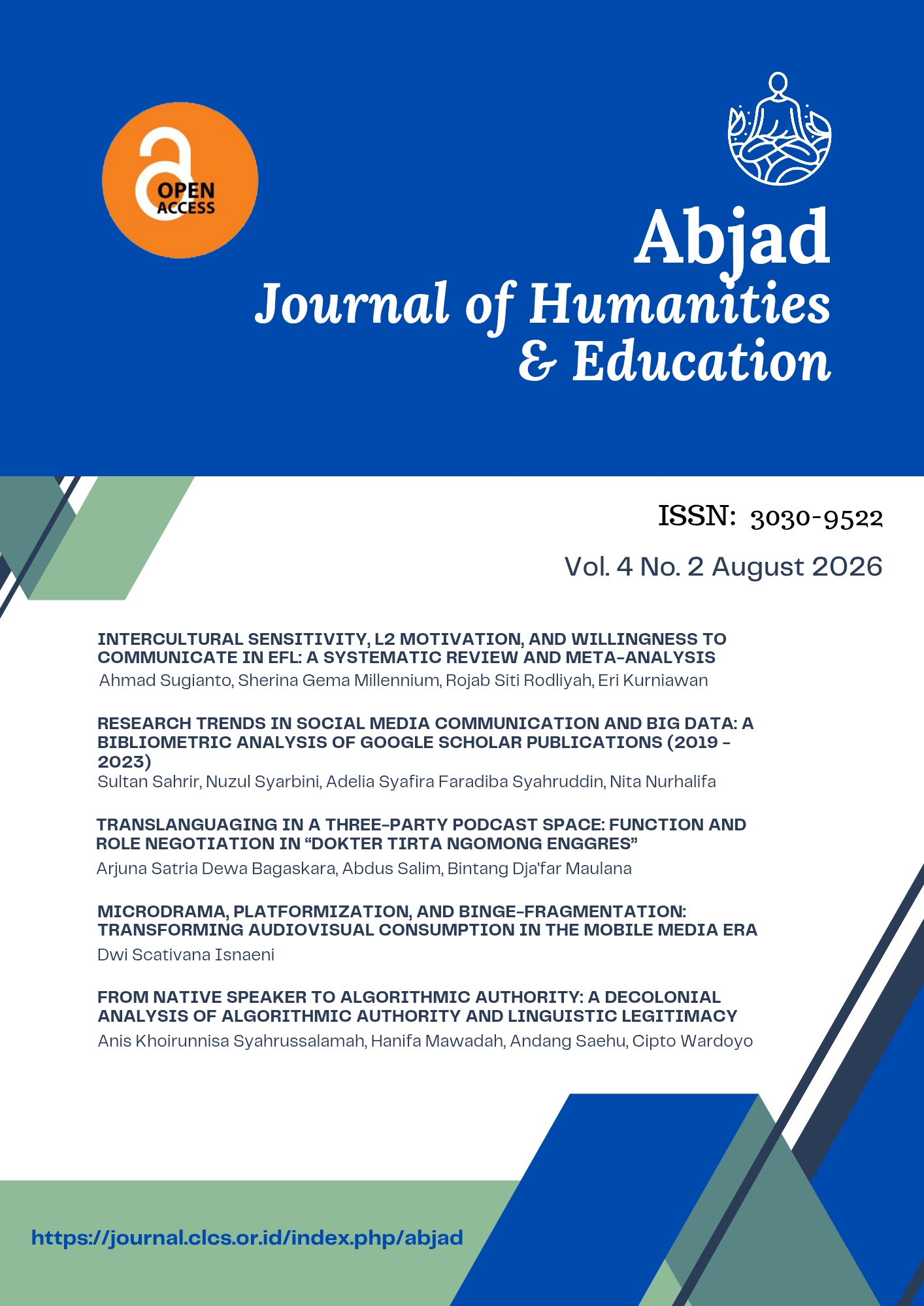 					View Vol. 4 No. 2 (2026): Abjad: Journal of Humanities & Education 
				